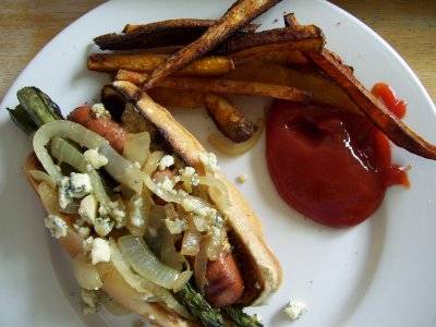 hot dogs, asparagus & fries hot dogs, asparagus & fries