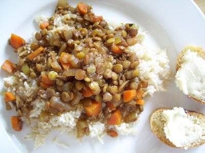 lentils & white rice