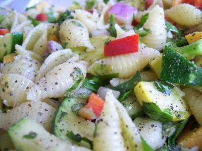pasta salad & veggies