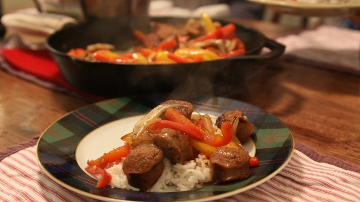 sausage & peppers & rice