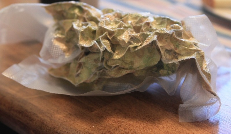 dried hops in sealed bag