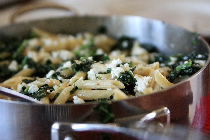 broccoli, kale & pasta with feta