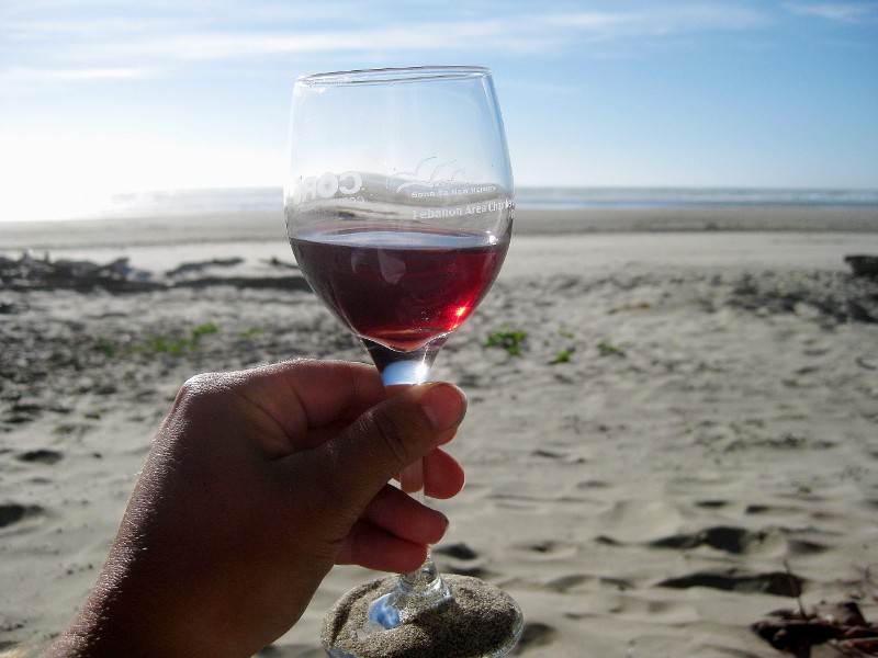 glass of pinot noir at the coast