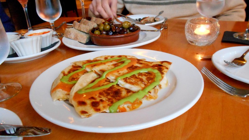 olives & bread & mushroom quesadilla