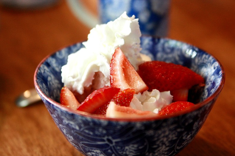 strawberries, ice cream & cream