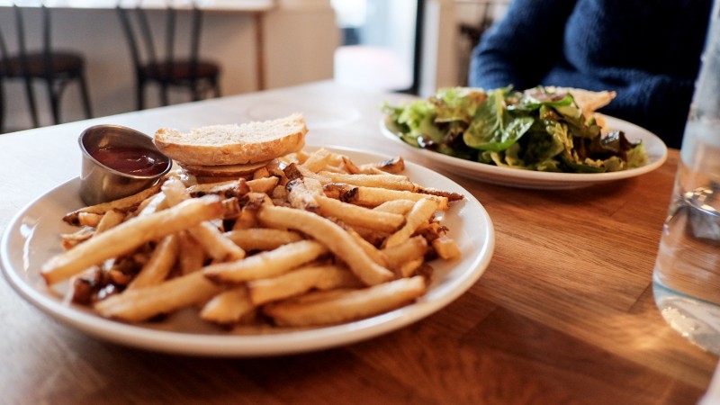 grilled cheese , fries & salad
