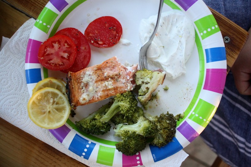 salmon, broccoli & tomatoes