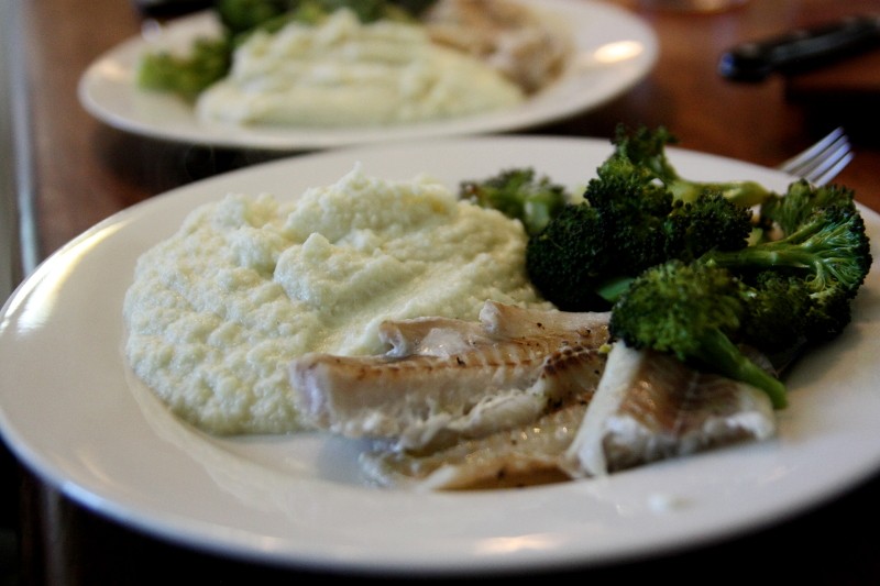 fish, cauliflower & broccoli