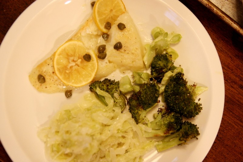fish, cabbage & broccoli
