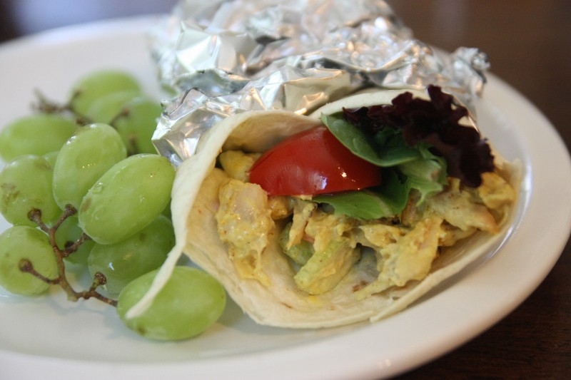 chicken curry wrap & grapes