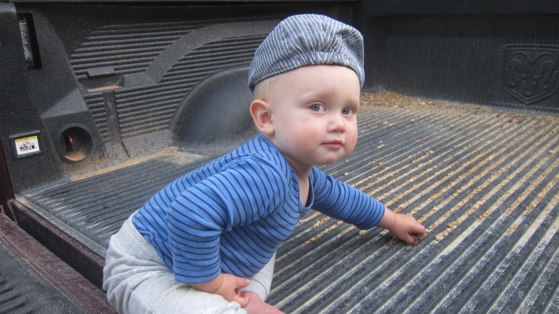 baby in truck